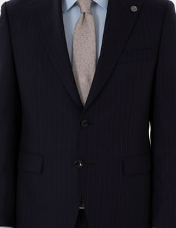 Lacivert Slim Fit _izgili %100 Y_n Tak_m Elbise