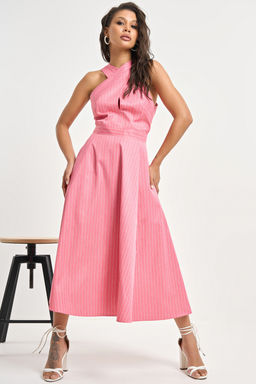 Сарафан хлопковый в полоску красный