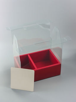 Коробка с PVC для цветов и десертов 26×18×30 см, красный