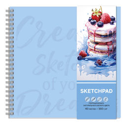 Альбом для рисования (Скетчпад) 210х210 мм, 40 л, блок - белый офсет 160 г/м?, арт. 65412 ДЕСЕРТ /об
