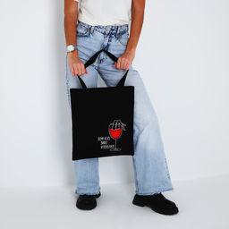 Сумка шопер Бокал вина, 35 х 0,5 х 40 см, вышивка, черный - Nazamok фото 2