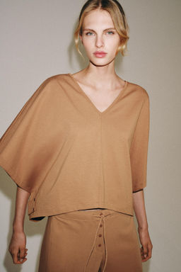 CAMISETA CAPA ALGOD?N / Camel medio - Zara фото 2