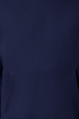 Lacivert Oversize/Genis Kesim S?rt? Nak?s Detayl? Kapusonlu Sweatshirt TMNAW25SW00142