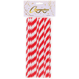 Трубочка для коктейля "Праздник" 19,5 см d-6 мм (набор 25 шт), Красный