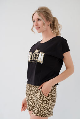 Пижама женская из футболки и шорт из кулирки Сафари песочный - Амадэль фото 5