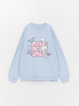 Bisiklet Yaka Bask?l? Uzun Kollu K?z ?ocuk Sweatshirt - Waikiki фото 3