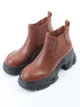 01-H23B40MB BROWN Ботинки демисезонные женские (натуральная кожа, байка)