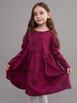 ?i?ekli Penye K?z ?ocuk Elbise