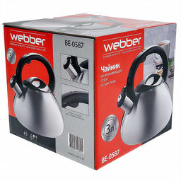 Чайник для плиты 3,0л нержавеющая сталь WEBBER ВЕ-0587 со свистком сатин