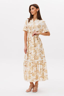 Платье Lars Style 1101 молочно-бежевый принт