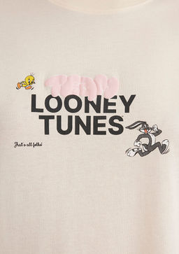 Looney Tunes Bask?l? Ekru Tisort - Mavi фото 7