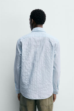 CAMISA REGULAR FIT RAYAS / Celeste claro