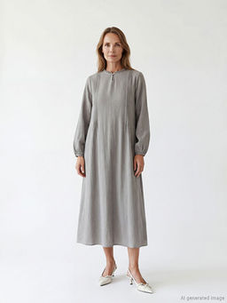 Bisiklet Yaka Balon Kollu Elbise