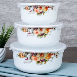 Салатник с крышкой 3 предмета А / HDW3B-XN (7064) /уп 12/ Букет пионов - Галеонтрейд фото 2