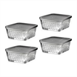 Набор из 4-х салатников FREZYA 225мл 98*98мм с крышкой