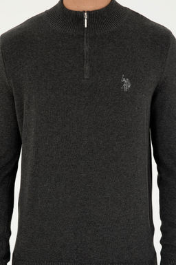 Свитер мужской U.S. Polo Assn хлопок антрацитовый меланж  фото 6