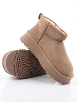 04-PF8520-3 BEIGE Угги женские (натуральная замша, 100% шерсть)