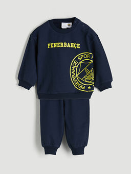 Bisiklet Yaka Fenerbah?e Bask?l? Erkek Bebek Sweatshirt ve E?ofman Alt 2li