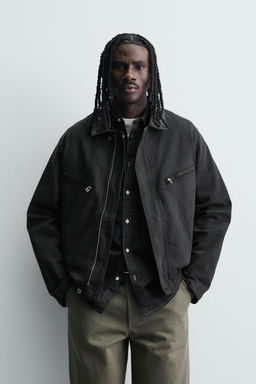 CAZADORA DENIM CUELLO COMBINADO / Negro - Zara фото 2