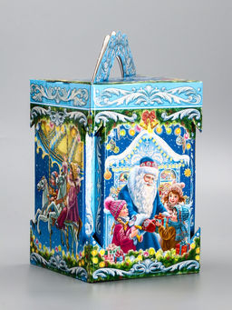 Цена за 2 шт. Подарочная новогодняя коробка «Новогодняя карусель» 15.8×15.8×23.5 см
