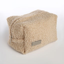 Косметичка женская на молнии TEXTURA, объёмная, плюшевая, бежевая