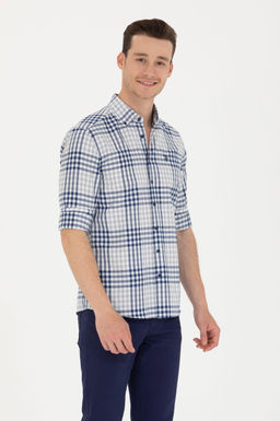 U. S. Polo Assn Мужская темно-синяя рубашка в шотландскую клетку - U.s. polo assn фото 3