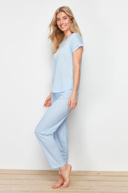 Mavi Potikareli ve Sloganl? Orme Pijama Tak?m? THMSS24PT00364