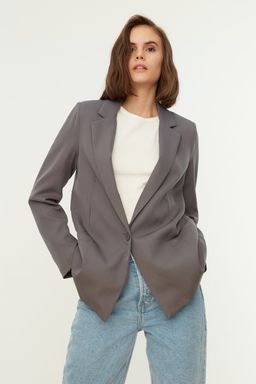 Gri Regular Astar Detayl? Dokuma Blazer Ceket TWOAW20CE0316