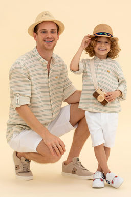 Рубашка цвета морской волны с длинным рукавом для мальчика