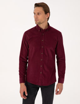 Bordo Regular Fit Uzun Kollu G_mlek