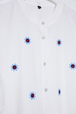 TRENDYOLMILLA Ekru Cicek Nak?sl? Midi Dokuma Gomlek Elbise TWOSS25EL00039 фото 8