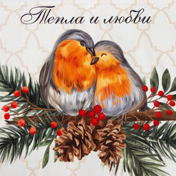 Полотенце Этель Winter robin 40?73 см, 100% хлопок, саржа 190 г/м?