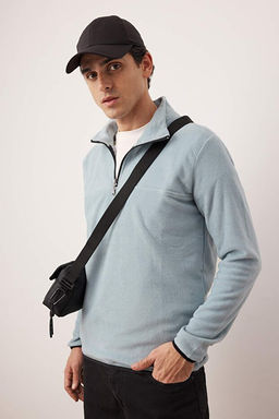 Mint Regular/Normal Kesim Dik Yaka Fermuarl_ Diki_ Detayl_ Polar Sweatshirt TMNAW26SW00036