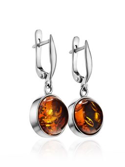 Двухцветные серьги Сорбонна из натурального балтийского янтаря