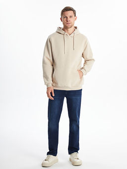 Uzun Kollu Bask?l? Erkek Kal?n Hoodie