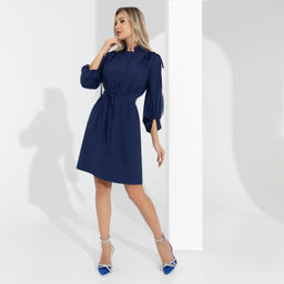 Платье Итальянка в городе (dark blue, с поясом) - Charutti фото 2