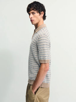 Вязаный джемпер поло с контрастным воротником / Zarina  фото 7