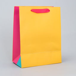 Пакет подарочный трёхцветный Жёлтый-розовый-голубой, MS 18 х 23 х 10 см - Дарите счастье фото 3