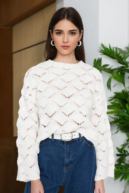 Vizon Ajurlu/Delikli Triko Kazak TWOAW22KZ1171 - Trendyolmilla фото 17