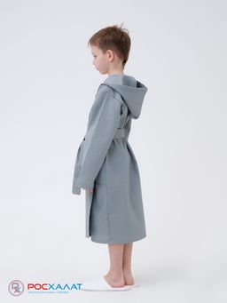 Детский вафельный халат с капюшоном серый В-07 (20)