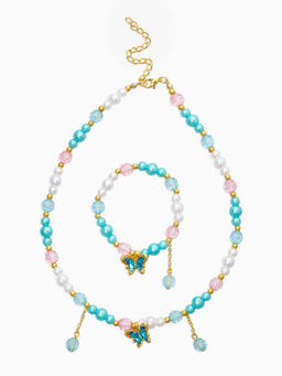 Набор детский «Выбражулька. Бабочка с бусиной», 2 предмета: бусы, браслет, розовый, голубой