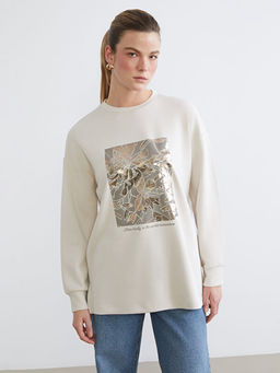 Bisiklet Yaka Oversize Kad?n Sweatshirt Tunik