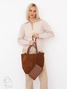 Сумка женская кожаная 2403YF brown Polina&Eiterou