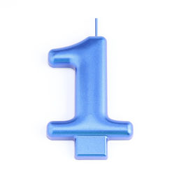 Цена за 3 шт. Свеча для торта «Европейская ГИГАНТ», цифра 1, 7 см, синий металлик