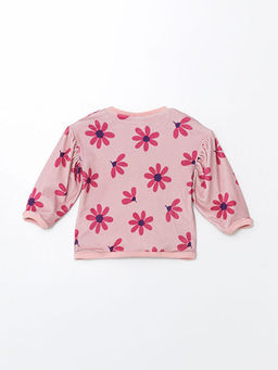 Kadife ?i?ekli K?z Bebek Sweatshirt ve Tayt 2li