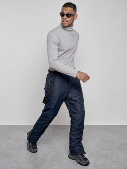 Полукомбинезон утепленный мужской зимний горнолыжный темно-синего цвета 7507TS - Colannia фото 13