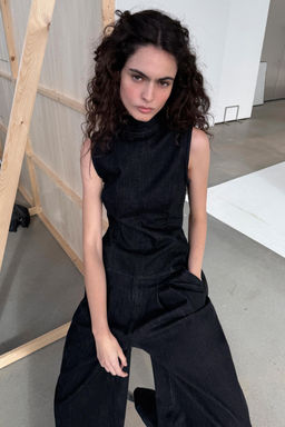 TRF DENIM HALTER TOP WITH TIE DETAIL - Zara фото 6