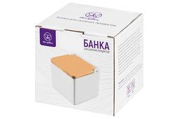 Банка для сыпучих продуктов 700 мл 12*12*11,5 см Белая + откидная бамбук.крышка, керамика - Elan gallery фото 7