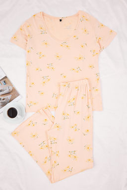 Somon Cicekli Viskon Suprem Orme Pijama Tak?m? THMSS26PT00023 - Trendyolmilla фото 12