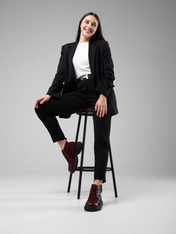 Ботинки 305.927bl.Бордовый бордовая замша/байка